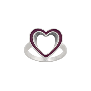Enamel Purple Open Heart Ring