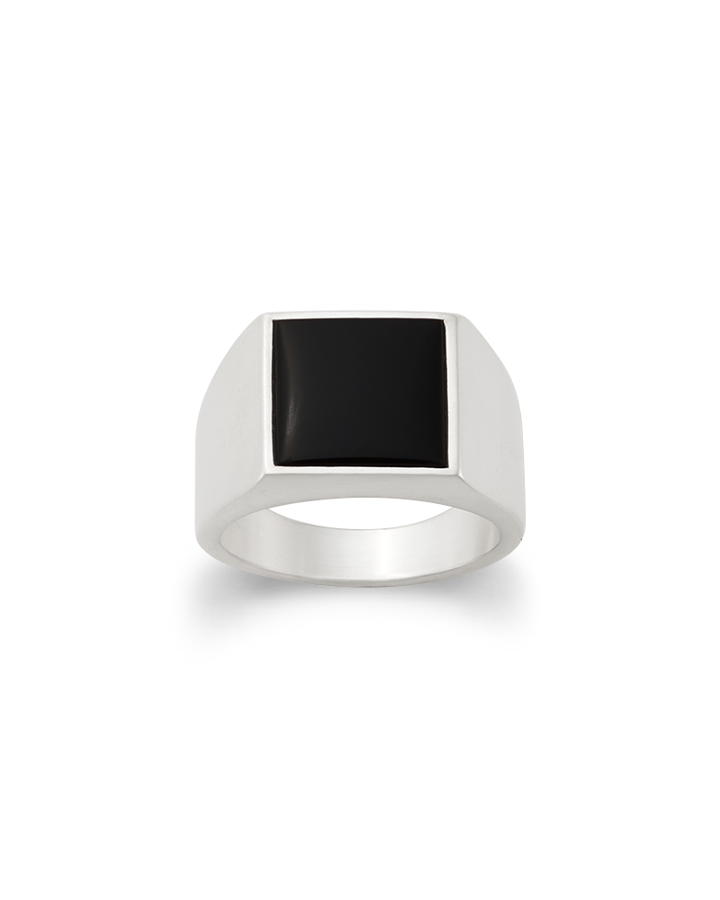 Classic Gemstone Signet Ring with Black Onyx